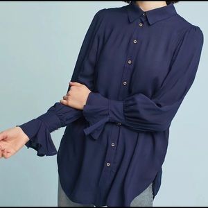 Maeve Ruffled-Cuff Buttondown
